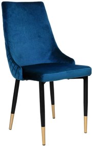 Granatowe metalowe krzesło tapicerowane glamour W2-M48