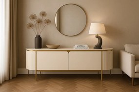 Zaokrąglona szafka RTV glamour Stilig ST120 w kolorze ecru
