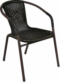 Komplet 4 x krzesła ogrodowe Garth rattanowe - czarne z brązową strukturą
