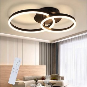 NETTLIFE Lampa sufitowa LED 76W z możliwością przyciemniania nowoczesny design lampa do salonu z pilotem do sypialni kuchnia brązowa