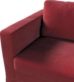 Pokrowiec na sofę Karlstad 3-osobową nierozkładaną, długi kolor czerwony tkanina połyskliwa, welwetowa