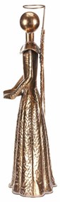 Świąteczna deoracja metalowa Anioł 49 cm, kieliszek na świeczkę tealihgt, złoty