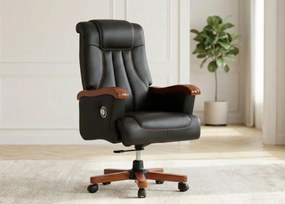 Stylowy skórzany fotel gabinetowy Prestige. Klasyczny fotel do biura. Ekskluzywny design i wysoka jakość. Meble gabinetowe do kancelarii.