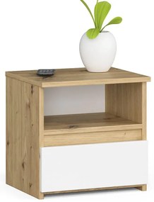 Szafka Nocna W Stylu Skandynawskim Dąb Artisan + Biały B6-E11