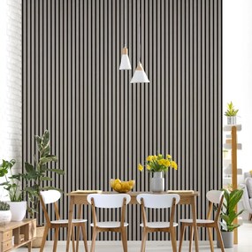 Drewniany panel akustyczny, 2400 x 600 mm, 5 szt, dąb grafitowy