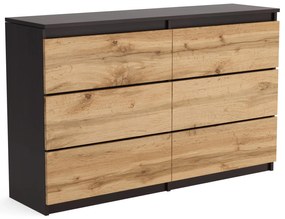 Duża komoda 6 SZUFLAD Szafka 120 cm ARIA Wenge/Dąb Wotan