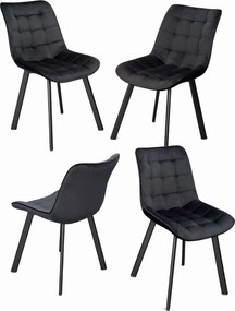 Krzesła tapicerowane 4 sztuki czarne VELVET CZARNY salon restauracja kawiarnia