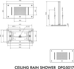 Deszczownica sufitowa XXL ze stali nierdzewnej DPG5017