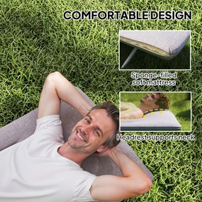 Outsunny Leżanka Polowa, Łóżko Kempingowe, składane, miękkie, do 200 kg, stal nierdzewna, 200x65x42cm, Szary