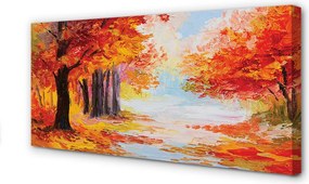 Obraz drukowany na płótnie Jesienne Liście na Drzewach