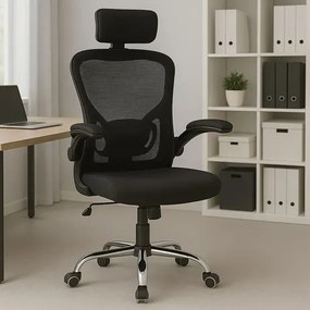 Ergonomiczny Fotel Czarny Biurowy Z Zagłówkiem Do Komputera C4-M35