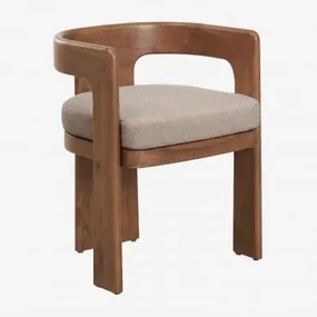 Zestaw 4 Krzeseł Ogrodowych Z Podłokietnikami Z Drewna Akacjowego I Tkaniny Bouclé Kandroa Ciemny Akacjowy Brąz - Sklum