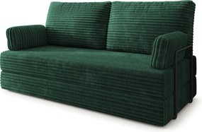 Masseno Sofa piankowa SILAR z funkcją spania, Kanapa z pianki, Bezmontażowa, Tkanina sztruksowa – Butelkowa zieleń TILIA 39