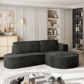 Masseno Narożnik CORTIO z funkcją spania i pojemnikiem na pościel Narozniki L, Rozkładana sofa - Czarny, MONOLITH 95