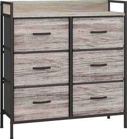 Komoda HOMCOM z tkaniny, 6 składanych szuflad, półka, rama stalowa, 79 x 29 x 85, Szary