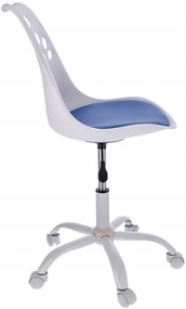 Biało-niebieski fotel obrotowy młodzieżowy E5-M28