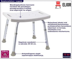 Białe składane krzesło pod prysznic - Hexo