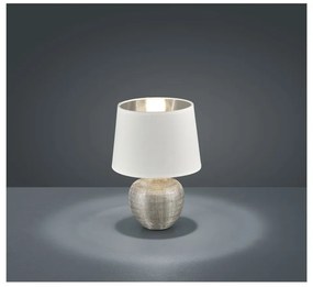 Biała lampa stołowa z ceramiki i tkaniny Trio Luxor, wys. 26 cm