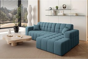 Narożnik w kształcie L NIMES, tkanina Portland, Niebieski, Prawy