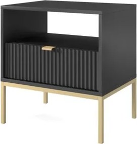 NAYA Stolik nocny S 54 czarny | złoty stelaż