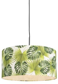 Botaniczna lampa wisząca czarna z abażurem w kształcie liścia 50cm - Combi 1 Nowoczesny Oswietlenie wewnetrzne