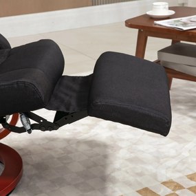 HOMCOM fotel relaksacyjny z funkcją leżenia fotel telewizyjny z wysokim oparciem ergonomiczne podłokietniki podnóżek drewniana podstawa wygląd lnu | Aosom PL