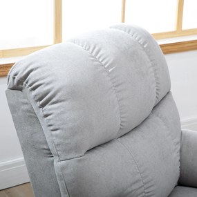 HOMCOM Fotel do masażu z funkcją wstawania i ogrzewania regulowany kąt nachylenia z pilotem szary pluszowy | Aosom PL