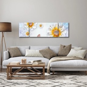 Obraz - Kompozycja z kwiatami i motylami (170x50 cm)