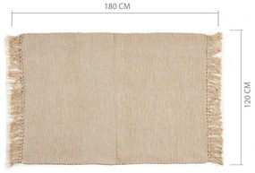 Dywan z frędzlami, 100% bawełny, 180 x 120 cm