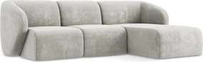 Jasnoszary narożnik z tkaniny szenilowej (prawostronny/z szezlongiem) Lani – Makamii