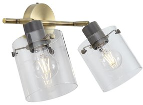 Designerski reflektor sufitowy brązowy z przezroczystym szkłem 2-punktowy - Domo Nowoczesny Oswietlenie wewnetrzne