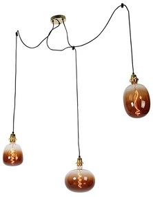Złota lampa wisząca 3-światłowa w tym LED z możliwością ściemniania - Cava Luxe Nowoczesny Oswietlenie wewnetrzne