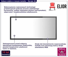 Prostokątne wiszące lustro LED szare w połysku - Marajo 3X