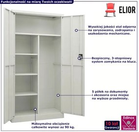 Jasnoszara szafa do biura na klucz - Thof