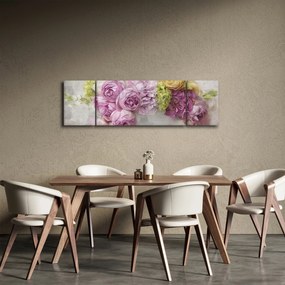 Obraz - Kwiaty na ścianie w pastelowych kolorach (170x50 cm)