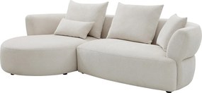 Narożna sofa lewostronana z beżowej tkaniny szenilowej CUSAVA od Maison Céphy