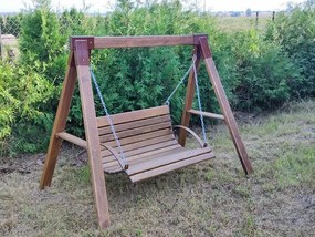 Drewniana huśtawka ogrodowa wolnostojąca dla dzieci Kaori 5X - orzech