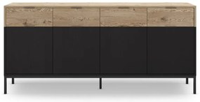 Czarna niska komoda w dekorze dębu 180x80 cm Marion – Marckeric