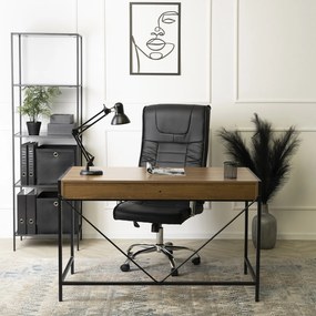 Biurko do Gabinetu z Szufladami ALLY 123 cm Orzech/Czarny Nowoczesne Loft