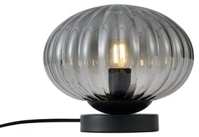 Designerska lampa stołowa czarna z przydymionym szkłem - MochiDesignerski Oswietlenie wewnetrzne