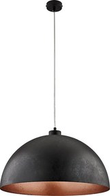 Lampa wisząca Marcus Ø50 cm z czarnego lakierowanego żelaza, czarna dekoracja zewnętrzna i antyczna miedź wewnątrz, regulowany kabel, 1 światło