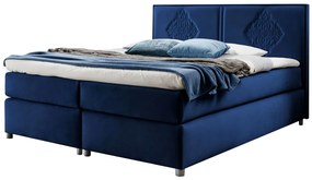 Granatowe łóżko welurowe z zagłówkiem 5 rozmiarów C9-A39