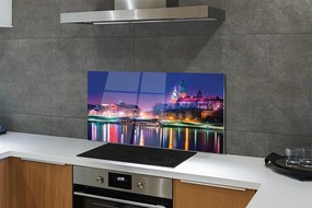 Panel Szklany Nocna Panorama Krakowa nad Wisłą