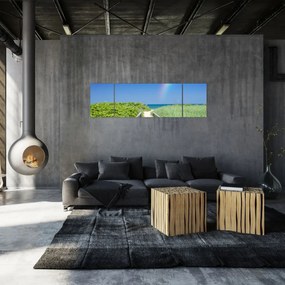 Obraz - Krajobraz i tęcza (170x50 cm)