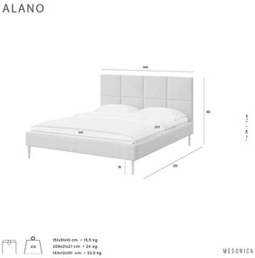 Kremowe tapicerowane łóżko dwuosobowe ze stelażem 140x200 cm Alano – MESONICA