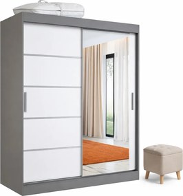 Szafa przesuwna 150 cm antracyt + biały T1-L15