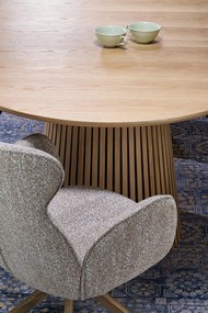 Stół Okrągły do jadalni rozkładany MDF kolor naturalny 120-210/120/77 cm FARGO