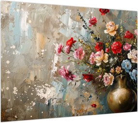 Obraz na szkle - Wazon z kwiatami (70x50 cm)