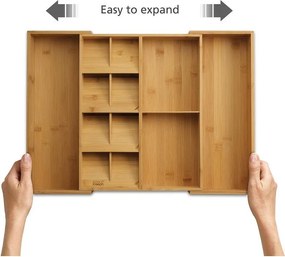 Regulowany bambusowy organizer na sztućce do szuflady w naturalnym kolorze 32 x 40 cm DrawerStore Bamboo – Joseph Joseph