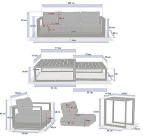 Komplet aluminiowy dla 5 osób MADRID NEW (antracyt)